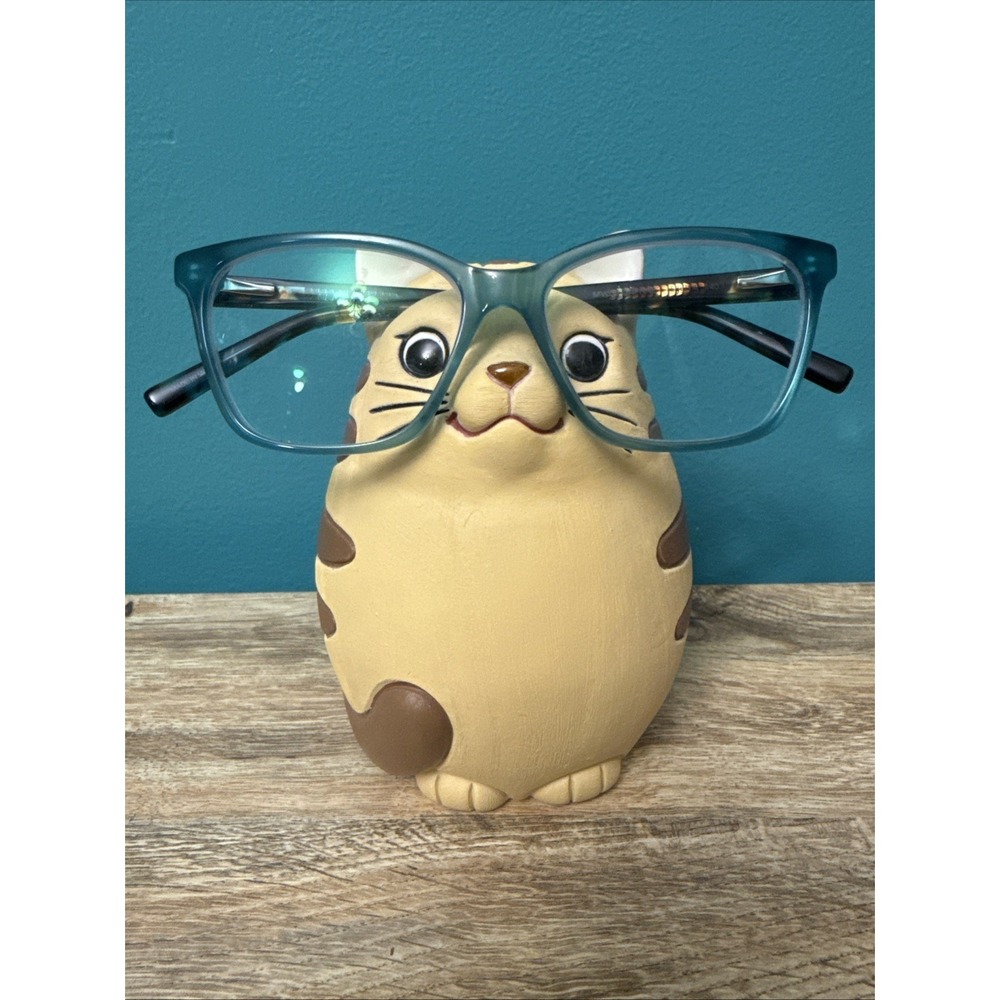 Uncommon Goods Ceramic Cat Eyeglass Holder Stand Hand Painted Rafael del Campo